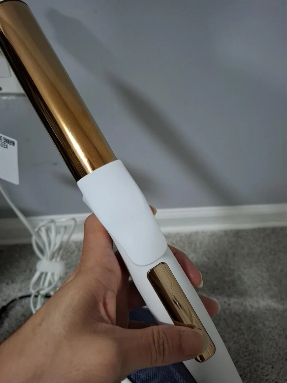 White and Gold Curling Iron for Women Hair